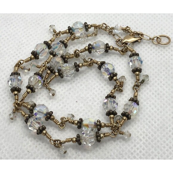 Handmade Beaded Crystal 16'' - 17'' Chain Necklace 14/20 GF Gold Filled‎ 11.2g - Picture 1 of 7